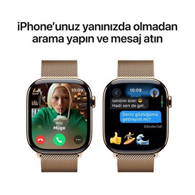 Apple Watch Series 10 GPS + Cellular 42mm Altın Rengi Titanyum Kasa  Altın Rengi Milano Loop  MX083TU/A