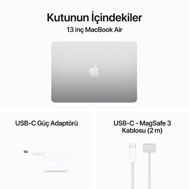 MacBook Air 13 inç M3 Çip 8CPU 10GPU 16GB Bellek 512GB SSD Gümüş MXCT3TU/A