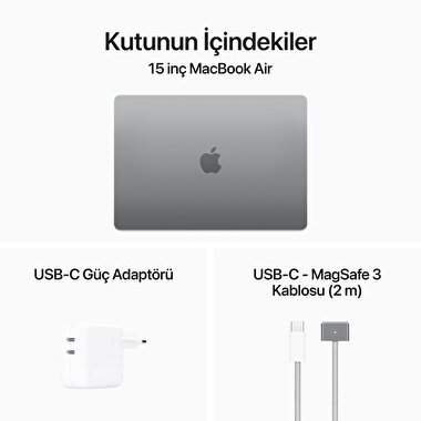 MacBook Air 15 inç M3 Çip 8CPU 10GPU 16GB Bellek 512GB SSD Uzay Grisi MXD13TU/A