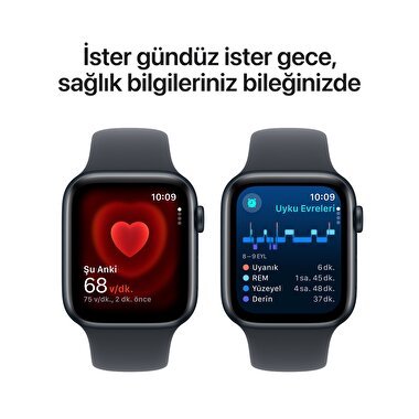 Apple Watch SE GPS 40mm Gece Yarısı Alüminyum Kasa  Gece Yarısı Spor Kordon - S/M  MXE73TU/A