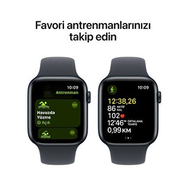 Apple Watch SE GPS 40mm Gece Yarısı Alüminyum Kasa  Gece Yarısı Spor Kordon - S/M  MXE73TU/A