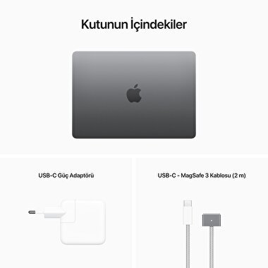 MacBook Air 13 inç M2 Çip 8CPU 8GPU 16GB Bellek 512GB SSD Uzay Grisi  Z15S00127