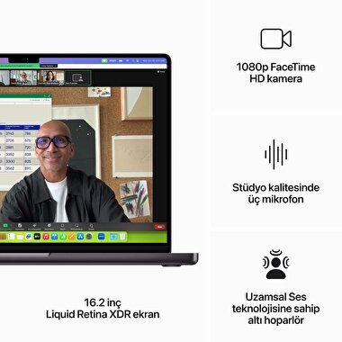 MacBook Pro 16 inç M3 Max Çip 16C CPU 40C GPU 64 GB Bellek 2 TB SSD Uzay Siyahı  Z1CM000JK