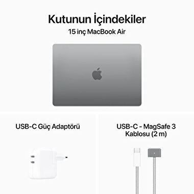 MacBook Air 15 inç M3 Çip 16C 8CPU 10GPU 24GB Bellek 512GB SSD Uzay Grisi  Z1GD000EJ