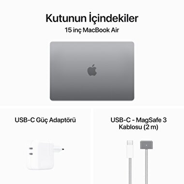 MacBook Air 15 inç M3 Çip 16C 8CPU 10GPU 24 GB Bellek 1 TB SSD Uzay Grisi  Z1GD000LP