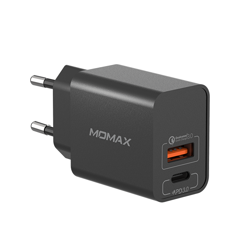 Momax Oneplug 2 Port Hızlı Şarj (20W) - Siyah 4894222065468