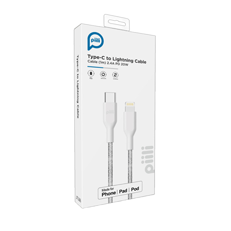 Piili Type-C to Lightning Kablo 1m. - Beyaz 6944629159159
