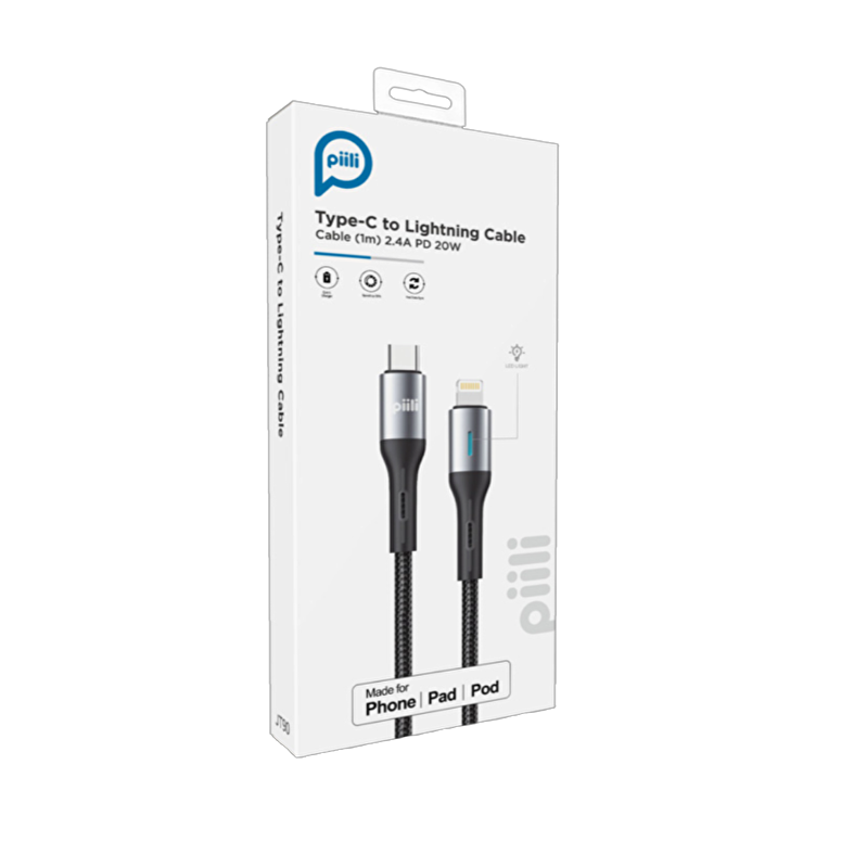 Piili Type-C to Lightning Cable 1m. - Siyah 6944629159272