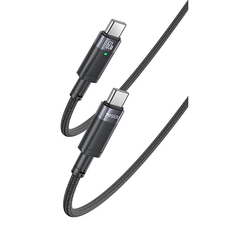 Yesido 1.2M 60W Type-C to Type-C Kablo - Siyah 6971050266217