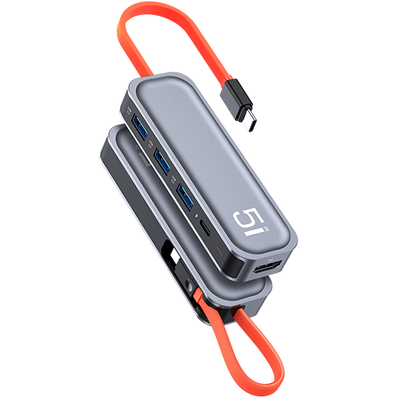Rock Multi Fonksiyon 5 in 1 Type-C Dönüştürücü 6972626345756