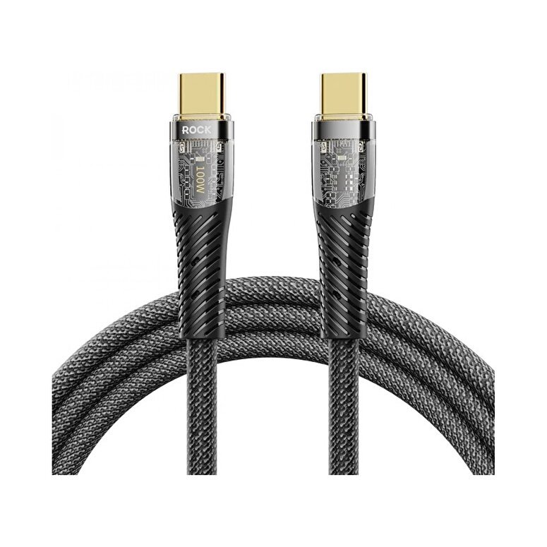 Rock 100W Type-C to Type-C PD 1.2m Altın Uç Kablo 6975653082892