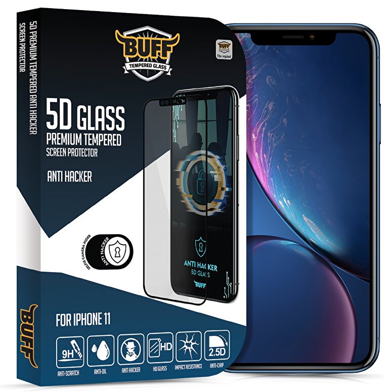 Buff iPhone 11 5D Glass Anti Hacker Ekran Koruyucu 8682750457307