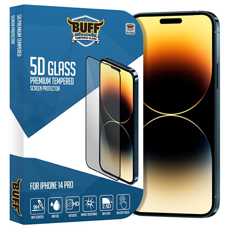Buff iPhone 14 Pro 5D Glass Ekran Koruyucu 8683548211699