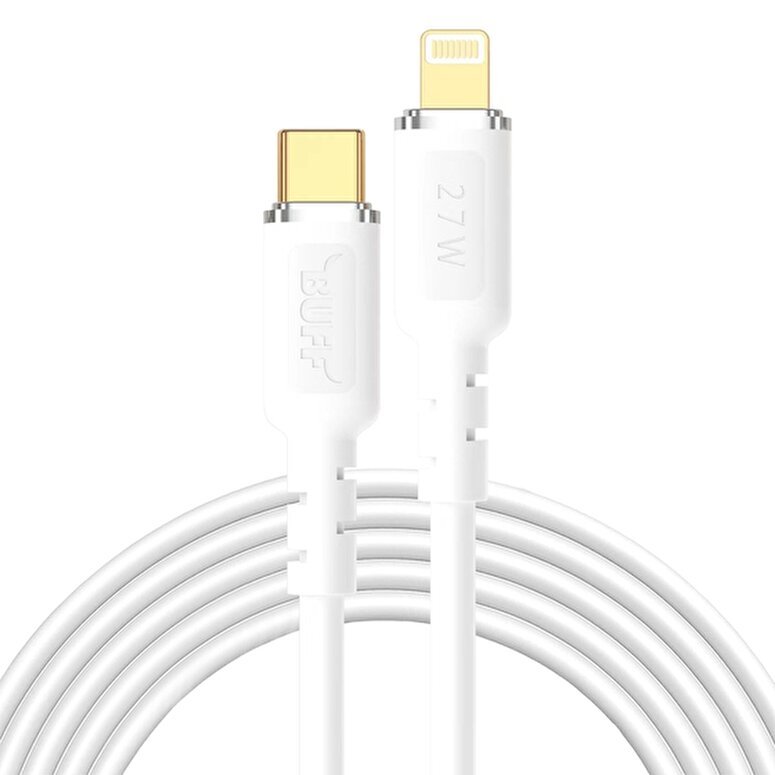 Buff 27W Type-C TO Lightning 3.0A 1.2M Kablo-Beyaz 8683548214737