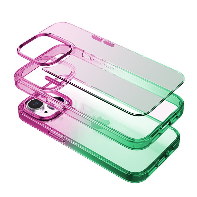 Buff iPhone 15 Plus Air Bumber Rainbow Kılıf-Yeşil 8683548217196