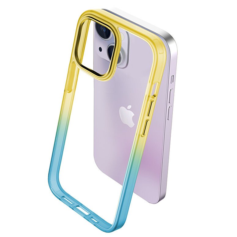 Buff iPhone 15 Plus Air Bumber Rainbow Kılıf-Sarı 8683548217202