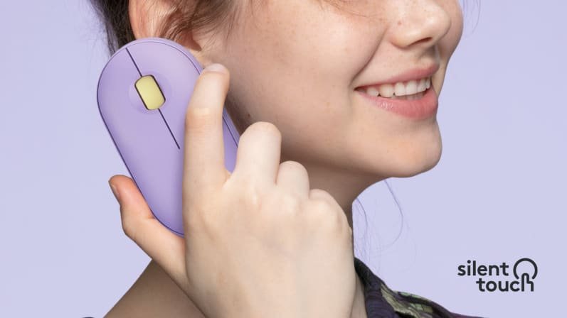 Logitech m350 pebble sessiz kablosuz kompakt mouse – lila 910-006752