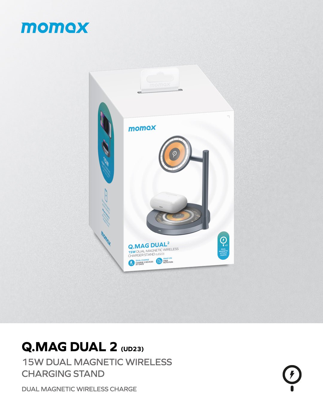 Momax Q.mag Dual 2 2 In 1 Wireless Sarj Standi 3 Emas Bilişim